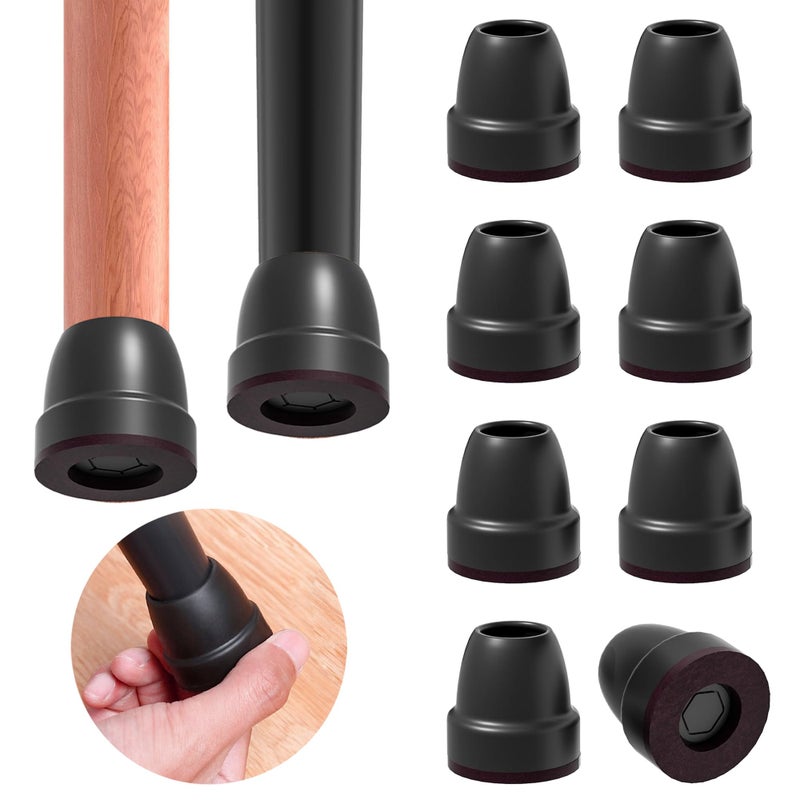 MOYOHIM 2025 Upgraded Small Chair Leg Floor Protectors for Hardwood Floors, Black Chair Leg Caps with Felt, 16 Pcs Furniture Leg Feet Covers Protect Floors from Scratches Easy Slide/Non Slip (Fit 0.8""-1"") - Image 1